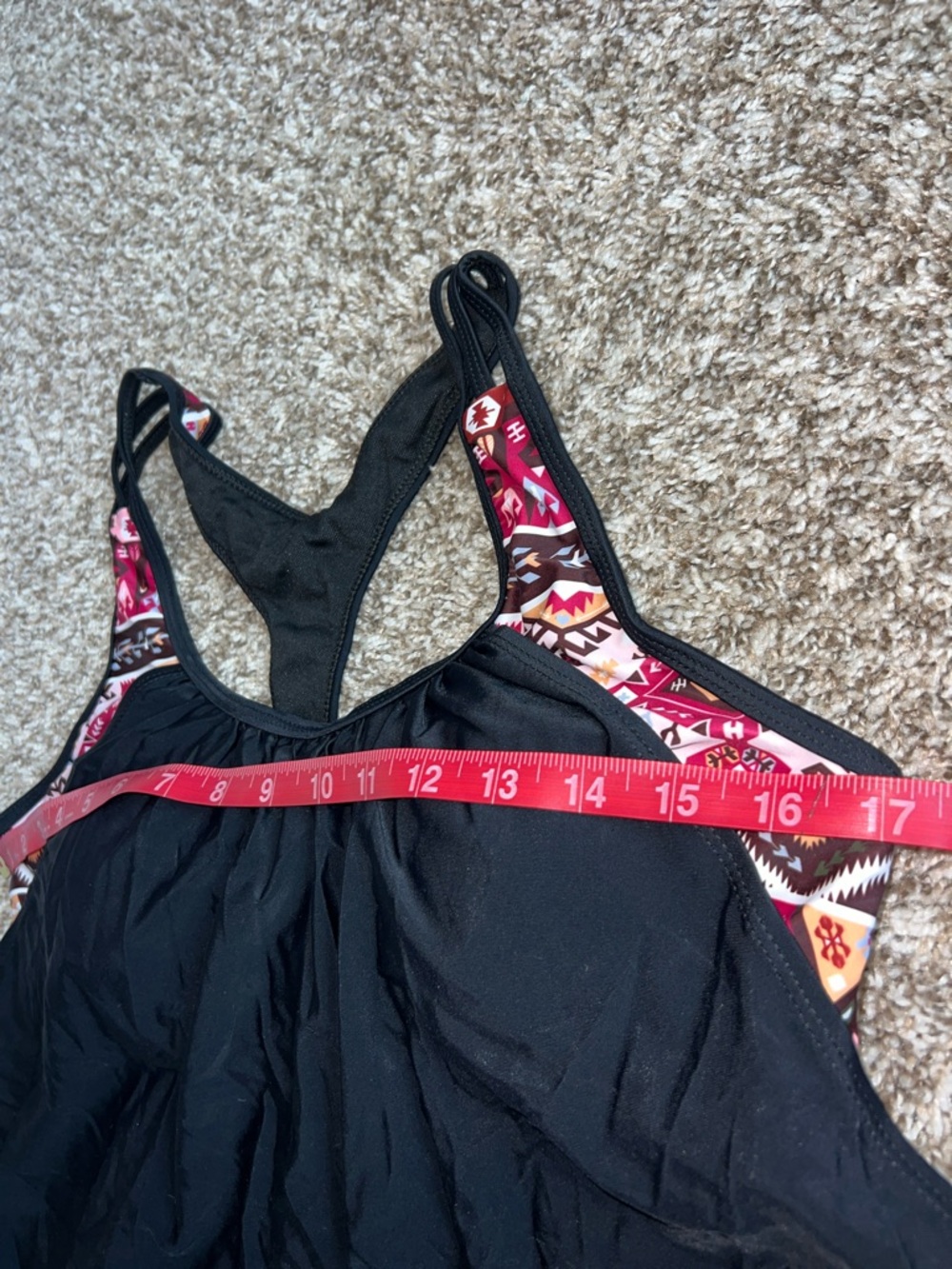 Women’s XL Swim Tops- Black with fun Aztec Bra & Coral Tankini Swim Top - Picture 5 of 14
